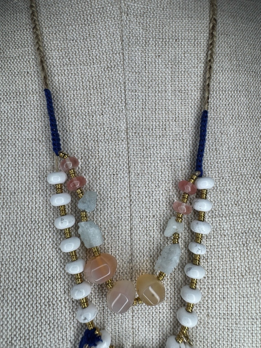 Ariana Ost for Free People Layered Gemstone Pearl Statement Necklace Boho - Picture 3 of 8